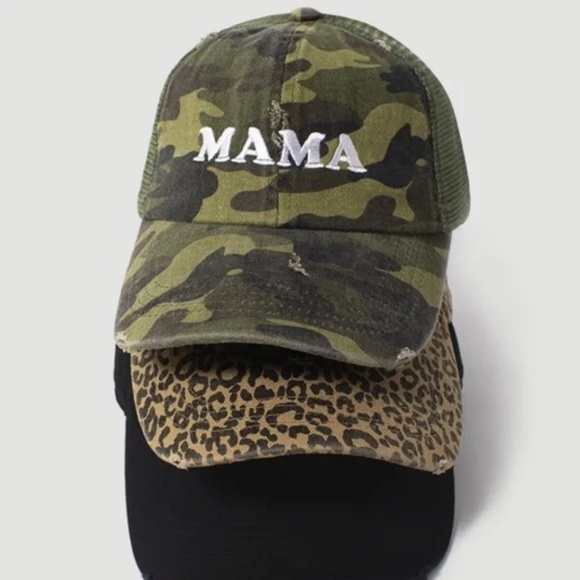 Mama Embroidered Camo Camouflage Distressed Baseball Hat Cap - Picture 2 of 3